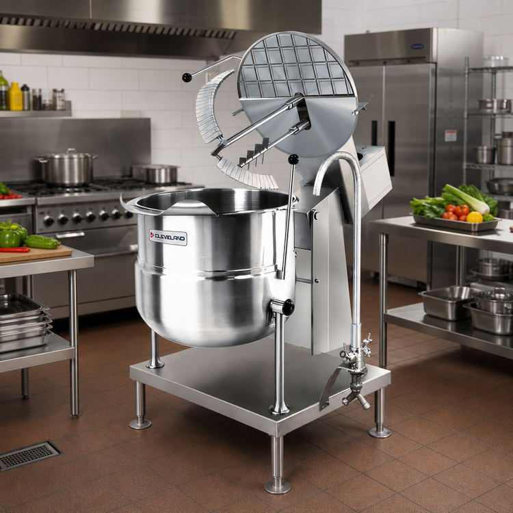 Product image #2 for Cleveland Range MKDT20T 20-Gallon Direct Steam Mixer Kettle, Floor-Type Lever Tilt, 2/3 Jacketed