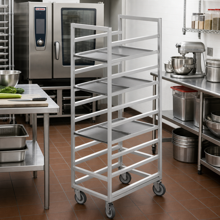 Product image #2 for Channel 440S3 Stainless Steel Cafeteria Tray Rack, Single Section, End-Load, 8-Tray Capacity