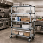 Thumbnail image #2 for Quantum M2460SG46-5 5-Shelf Mobile Storage Cart, 60W x 24D x 69H, Galvanized Steel