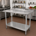 Thumbnail image #2 for Advance Tabco 48 Inch W x 30 Inch D 304 Stainless Steel Work Table with 1-1/2 Inch Rear Backsplash and Adjustable Undershelf