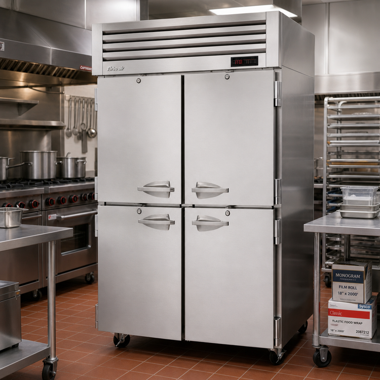 Product image #2 for Turbo Air PRO Series Pass-Thru Two-Section Heated Holding Cabinet with 8 Half Solid Doors, 48.7 Cu. Ft.