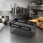 Thumbnail image #3 for American Metalcraft Twilight BNRB126 Rectangular Nestable Black Metal Serving Basket, 12-1/2 x 6-1/2 x 6 Inches Case of 12