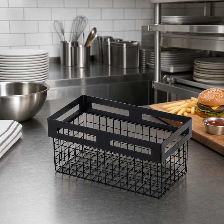 Product image #3 for American Metalcraft Twilight Rectangular Nestable Black Metal Serving Basket, 12-1/2 x 6-1/2 x 6 Inches