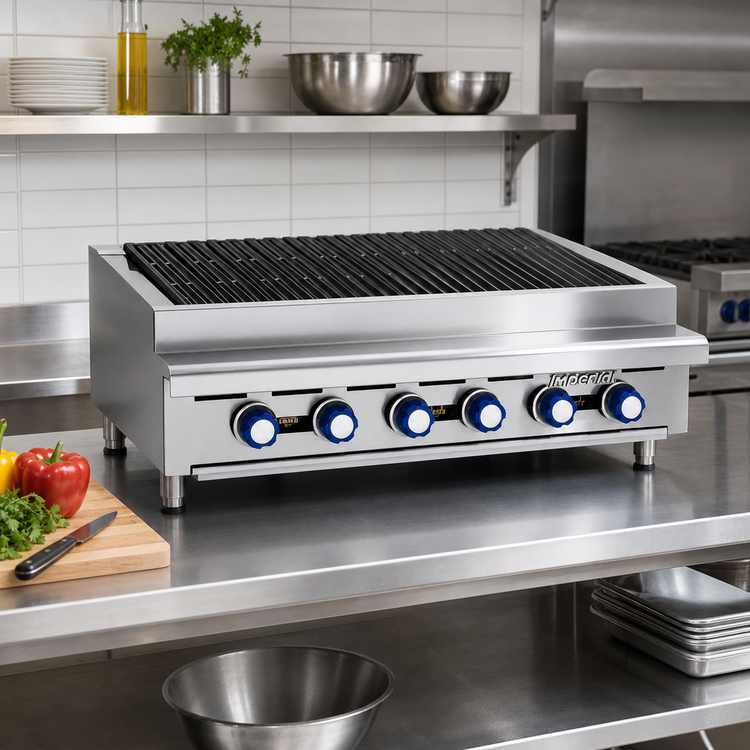 Product image #2 for Imperial 36-Inch Gas Countertop Charbroiler with 6 Radiant Burners and Cast Iron Grates