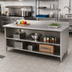 Thumbnail image #2 for Advance Tabco Special Value Economy 72 Inch x 24 Inch 16 Gauge Stainless Steel Open Base Work Table with 5 Inch Backsplash and Mid Shelf