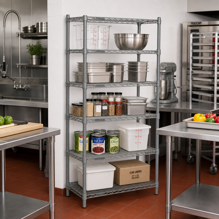 Product image #2 for Eagle Valu-Master 5-Tier Starter Wire Shelving Unit with QuadTruss Shelves, 42 x 24 x 74 Inches, Pewter Gray Epoxy Finish