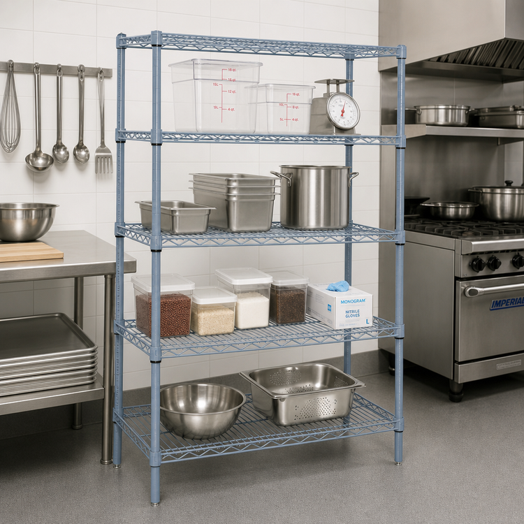 Product image #2 for Quantum Gray Epoxy Antimicrobial Wire Shelving Starter Kit