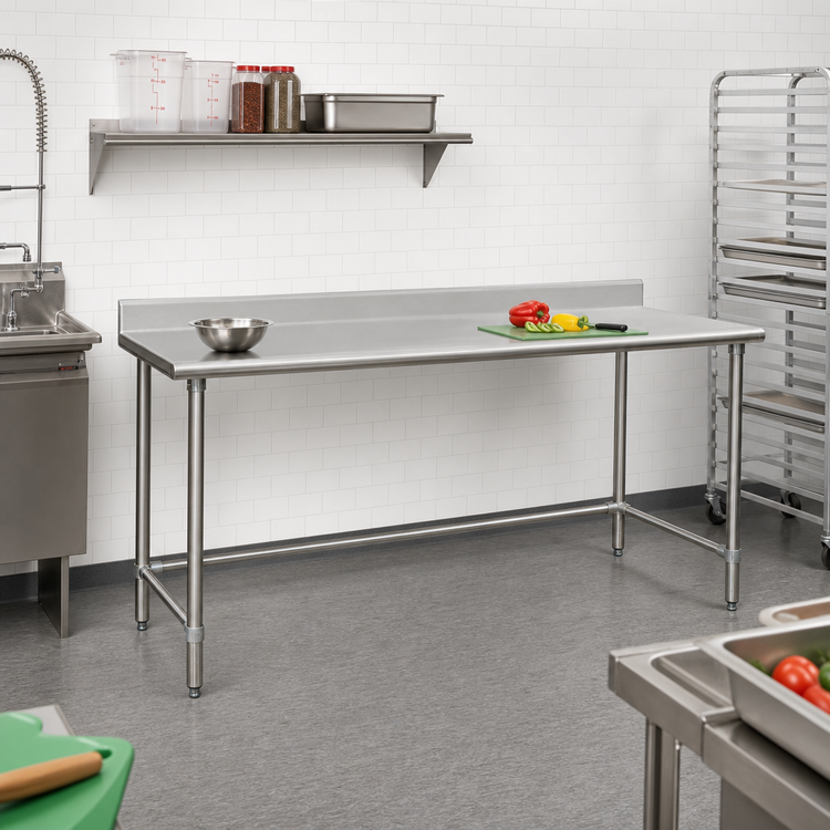Product image #2 for Eagle Group BlendPort® Deluxe Series Stainless Steel Work Table with 4-1/2-Inch Backsplash, 72 x 30 Inches