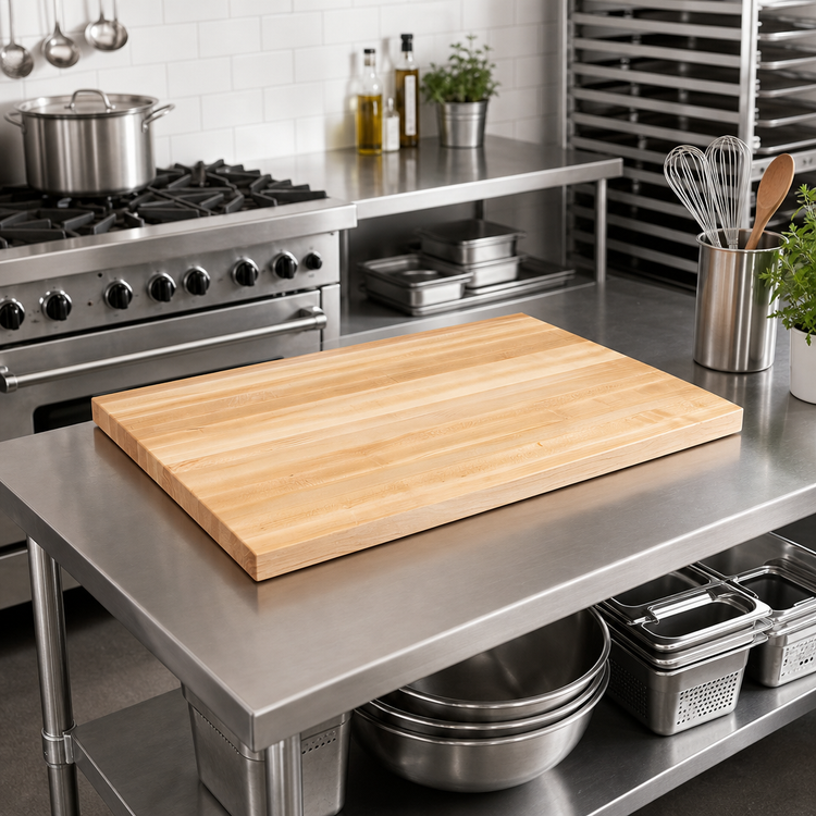Product image #2 for John Boos Boos Block Edge Grain Maple Kitchen Countertop with Full-Length Rails, 30 x 25 x 1-1/2 Inch, Penetrating Oil Finish