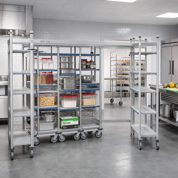 Product image #2 for MetroMax Q Top-Track Stationary End Unit Kit, 24-Inch Wide, Epoxy-Coated Steel Posts