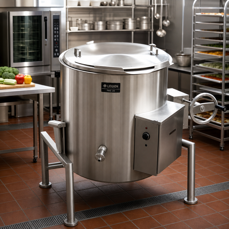 Product image #2 for Legion TWE-20 20-Gallon Electric Self-Contained Tilting Steam Kettle with 304 Stainless Steel Liner