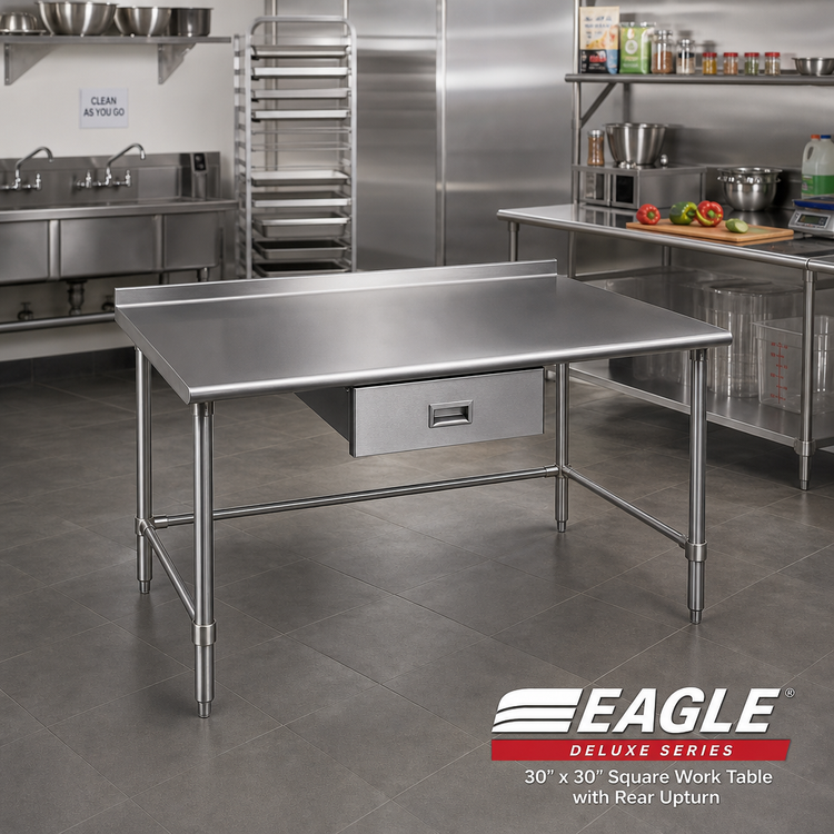Product image #2 for Eagle Deluxe Series 30 x 30 Square Stainless Steel Work Table with Rear Upturn