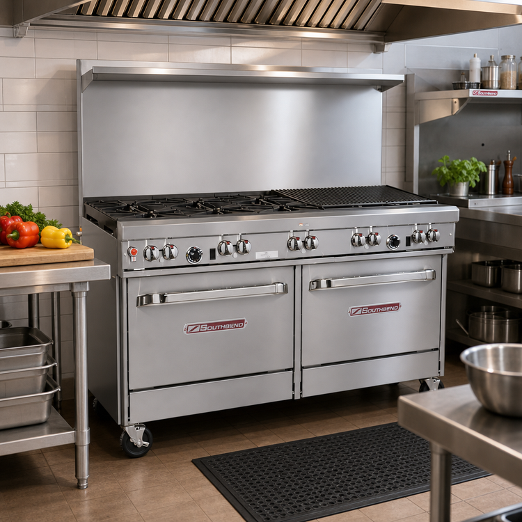 Product image #2 for Southbend Ultimate 60-Inch Gas Restaurant Range with 36-Inch Charbroiler, Standard Oven and Convection Oven