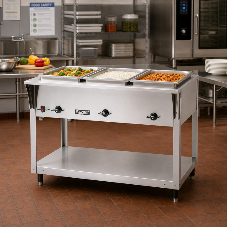Product image #2 for Vollrath ServeWell SL 3-Well Stationary Electric Hot Food Table with Undershelf
