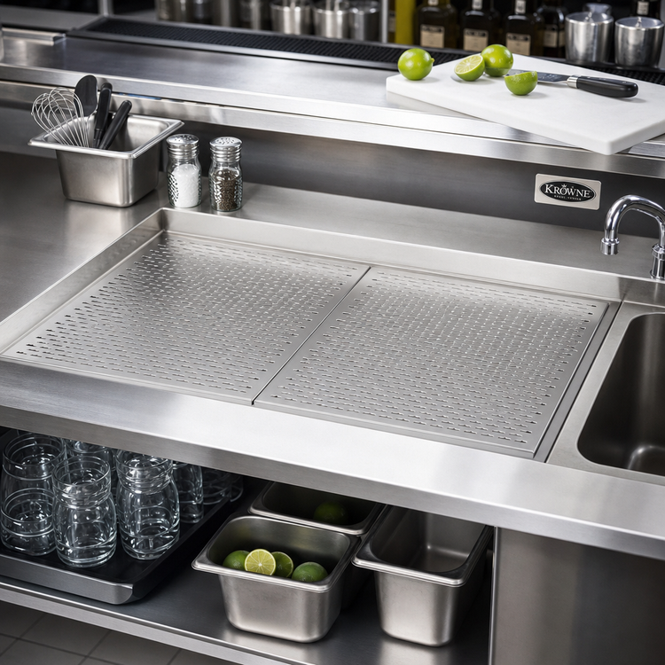 Product image #2 for Krowne Royal Series 24" x 18" Perforated Drainboard Insert, Stainless Steel, 2-Pack