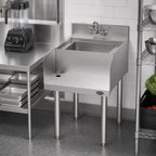 Thumbnail image #2 for Krowne Silver Series 18-18BD Freestanding Stainless Steel Blender Dump Sink with Recessed Step, 4-Inch Wall-Mount Faucet, 3-Inch Backsplash