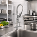 Thumbnail image #2 for T&S Brass Mini Single-Hole Deck Mount Pre-Rinse Faucet with 8 Inch Swing Nozzle and Club Handles