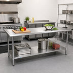 Thumbnail image #3 for Flash Furniture NH-WT-3072-GG 72-Inch x 30-Inch Stainless Steel Prep and Work Table with Undershelf, 18-Gauge Flat Top