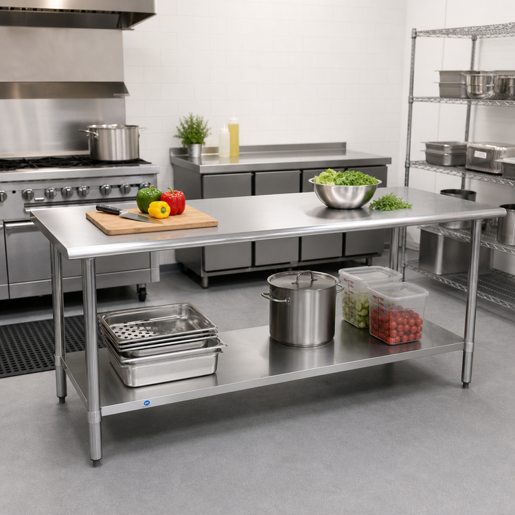 Product image #3 for 72 Inch x 30 Inch Stainless Steel Prep and Work Table with Undershelf