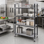 Thumbnail image #2 for Cambro Camshelving® Elements EXU185484VS4480 Stationary Starter Polymer Shelving Unit, 18 x 54 x 84 in., 4-Tier, 3 Vented/1 Solid, Gray