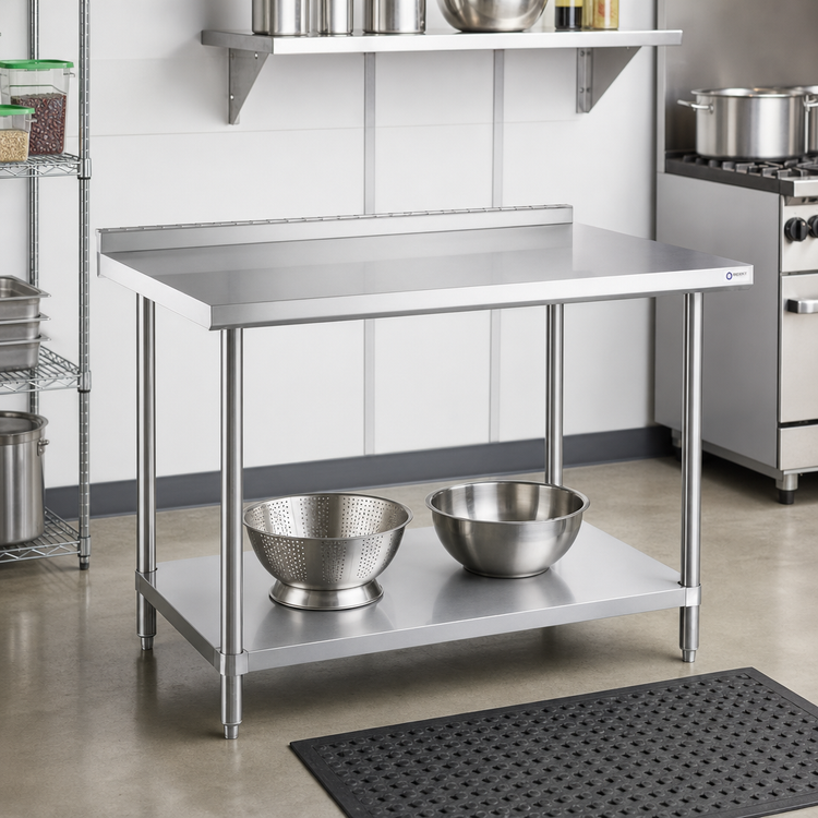 Product image #2 for 48" x 18" Stainless Steel Work Table with 2" Backsplash and Undershelf