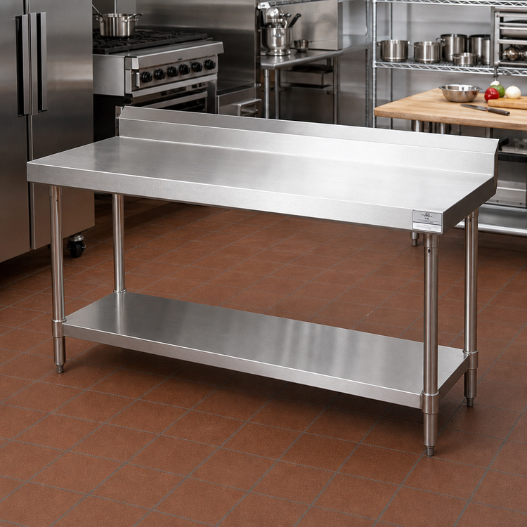 Product image #2 for BK Resources 72-Inch x 24-Inch Stainless Steel Work Table with 5-Inch Riser and Open Base