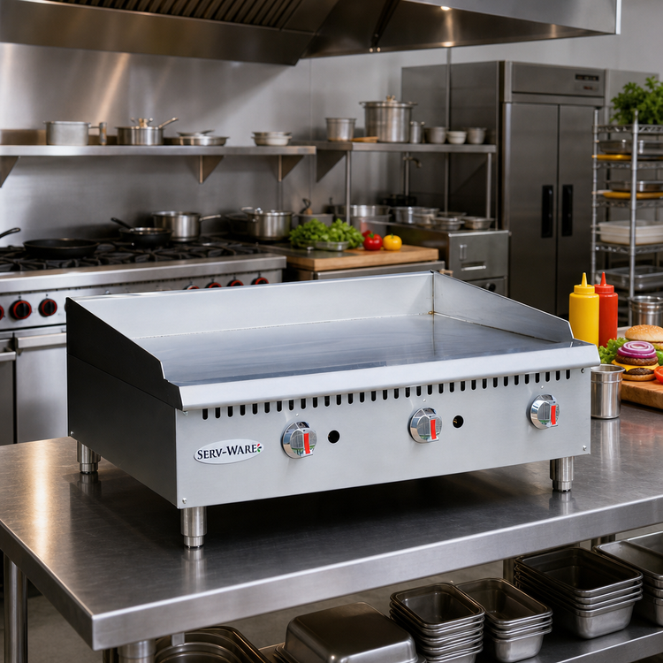 Product image #2 for Serv-Ware SMGS-36 36-Inch 3-Burner Manual Gas Griddle, Natural Gas
