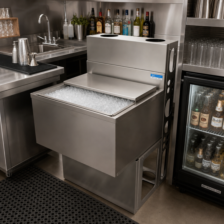 Product image #3 for BK Resources 43-Inch Wide Underbar Ice Bin with 10-Circuit Cold Plate, 167-Lb Capacity