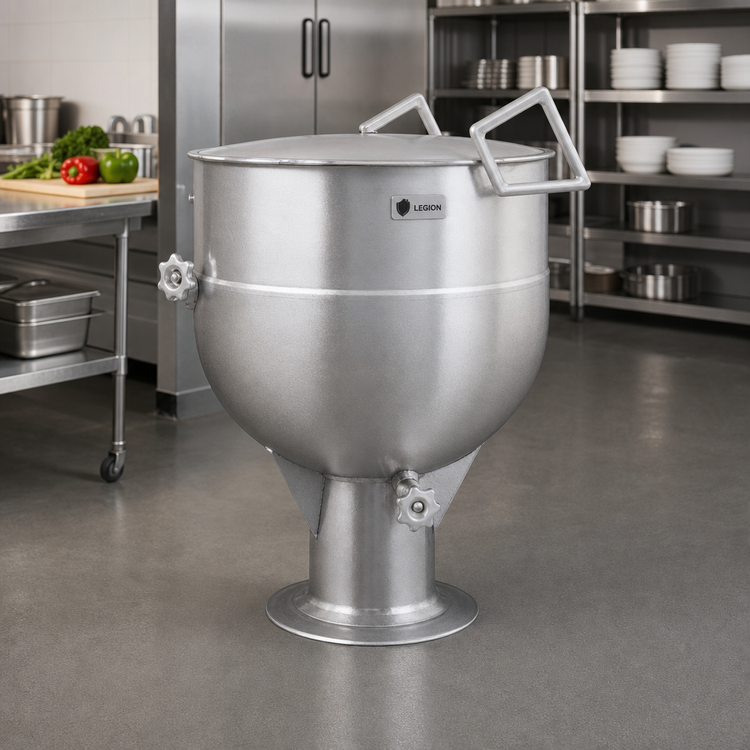 Product image #2 for Legion LSP-50 50-Gallon Stationary Direct Steam Kettle with Pedestal Base