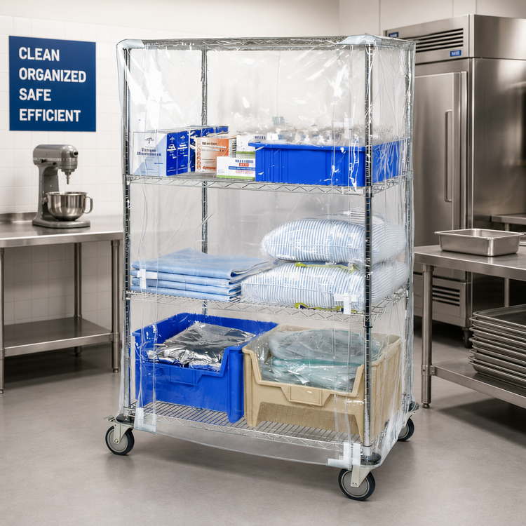 Product image #2 for Quantum Wire Cart Cover with Velcro Flap, 18 x 48 x 63 Inch, Clear Vinyl