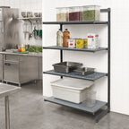 Thumbnail image #2 for Cambro Camshelving® Basics Plus CBA215484VS4580 Add-On Polymer Shelving Unit, 21" x 54" x 84", 4-Tier, Vented/Solid, Brushed Graphite
