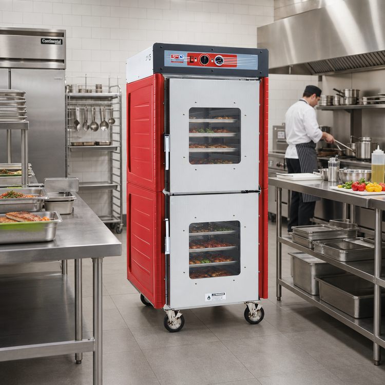 Product image #2 for Metro C5 4 Series Full Height Insulated Mobile Heated Holding Cabinet with Clear Dutch Doors and Lip Load Slides