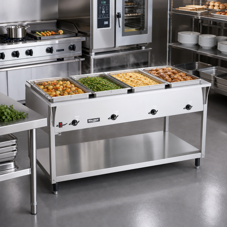 Product image #2 for Vollrath ServeWell SL 4-Well Electric Hot Food Table with Stainless Steel Undershelf