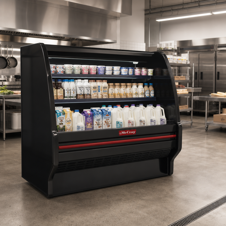 Product image #2 for Howard-McCray 40E Series Remote Dairy Curved-End Open Merchandiser, 75-Inch, Black, LED, 2-Shelf