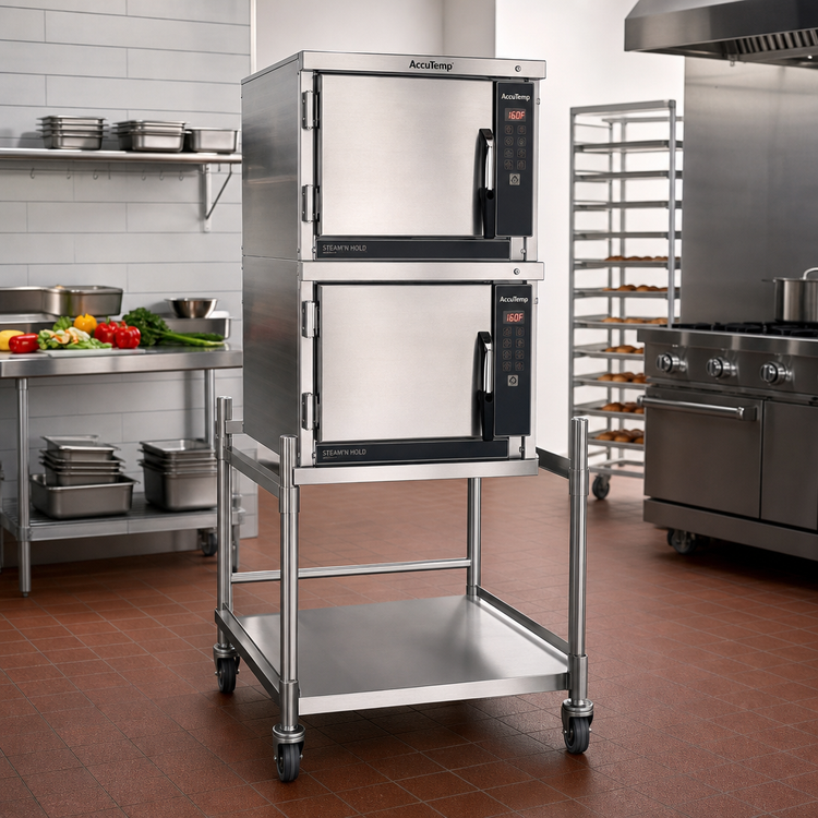 Product image #2 for AccuTemp Stainless Steel Ergo-Low Support Stand for Double-Stacked Steam'N'Hold or Evolution Units