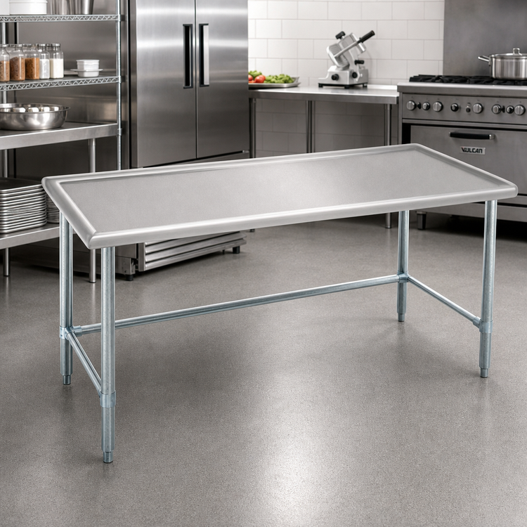 Product image #2 for Spec-Master Marine Series 60-Inch x 24-Inch Stainless Steel Work Table with Box Marine Edge and Open Galvanized Base