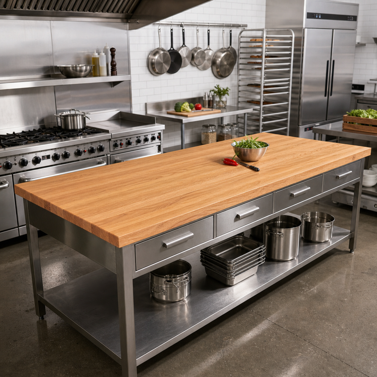 Product image #2 for John Boos Appalachian Red Oak Edge Grain Island Countertop, 72 x 32 x 1-1/2 Inch, Varnique Finish
