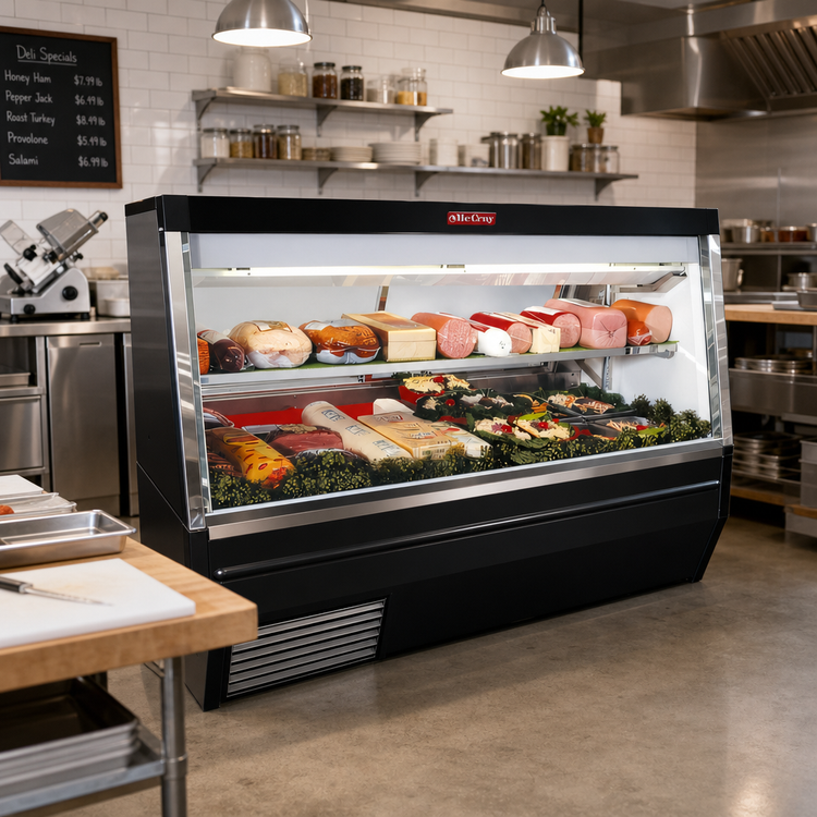 Product image #2 for Howard-McCray HMC 34N Series 96-Inch Remote Full Service Double Duty Deli Meat & Cheese Case, Black Exterior, LED Lighting