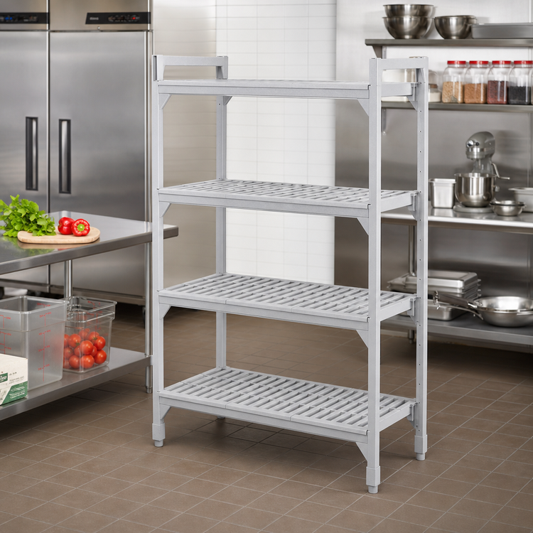 Product image #3 for Cambro Camshelving Premium 24 x 36 Inch 4-Shelf Vented Polymer Shelf Kit, Speckled Gray