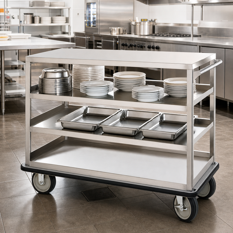Product image #2 for Queen Mary Stainless Steel Utility Cart with 4 Shelves and 1600 lb Capacity