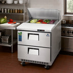 Thumbnail image #2 for Everest Refrigeration EPBNR1-D2 27.75-Inch 1-Section Stainless Steel Drawered Sandwich Prep Table, 2 Drawers, 8 1/6-Size Pan Top