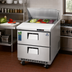 Thumbnail image #2 for Everest Refrigeration 27-3/4 Inch 1-Section Stainless Steel Drawered Sandwich Prep Table with Rear-Mounted Self-Contained Refrigeration, 2 Drawers, and 8 1/6-Size Pan Top Opening