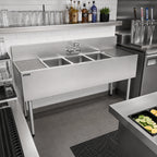 Thumbnail image #3 for Perlick Corporation Top Shelf TS60M3-DB 60-Inch 3-Compartment Stainless Steel Underbar Sink with Dual Drainboards