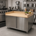 Thumbnail image #2 for BK Resources Hard Maple Chef Table with Stainless Steel Cabinet Base and Hinged Doors