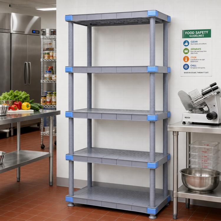 Product image #2 for Quantum Millenia Gray Polymer Stationary Starter Shelving Unit with 5 Solid Shelves