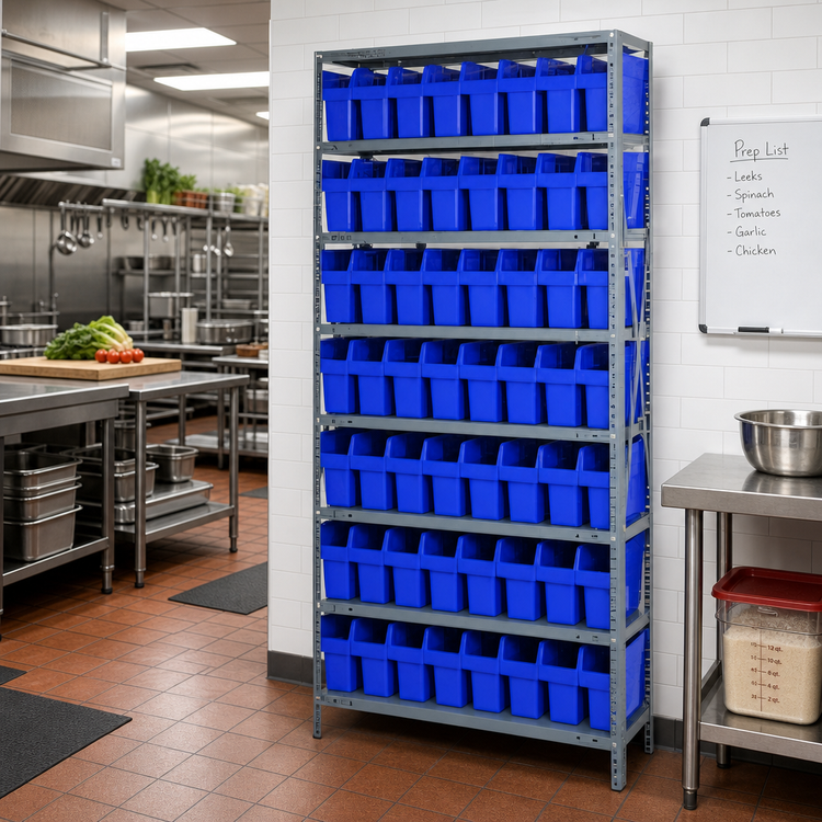 Product image #2 for Quantum Heavy-Duty Stationary Wire Shelving Unit with 56 Bins, 36 x 12 x 75 Inches