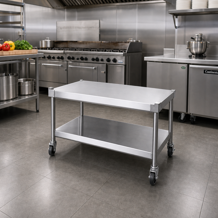Product image #2 for Jade Range 18-Inch 14-Gauge Stainless Steel Equipment Stand with Open Base and Undershelf