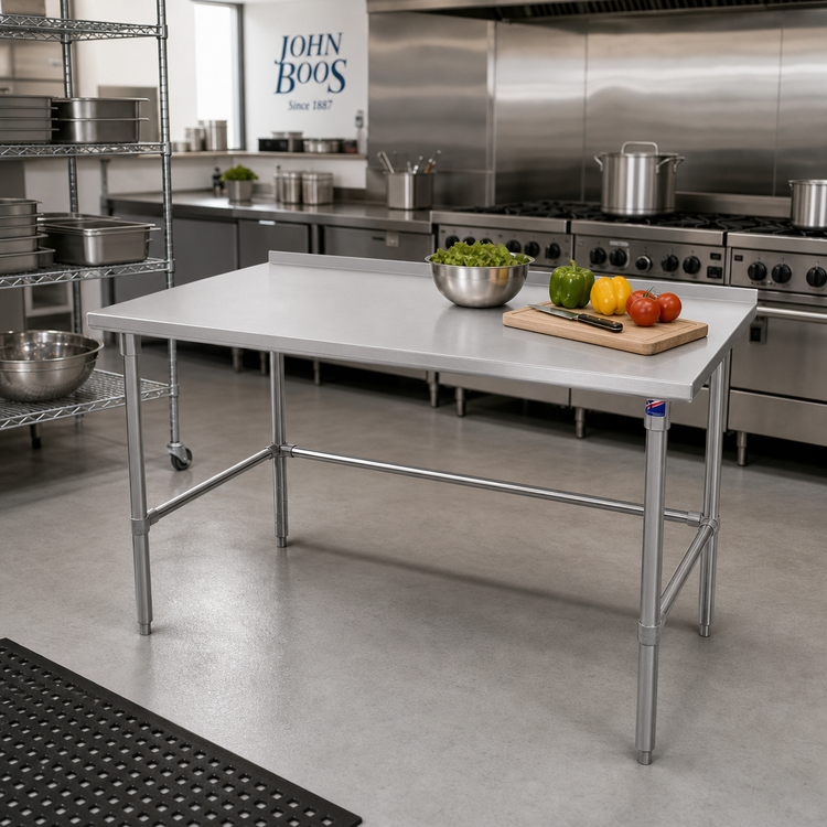 Product image #2 for John Boos Stallion 48-Inch W x 36-Inch D Stainless Steel Top Work Table with 1-1/2-Inch Backsplash