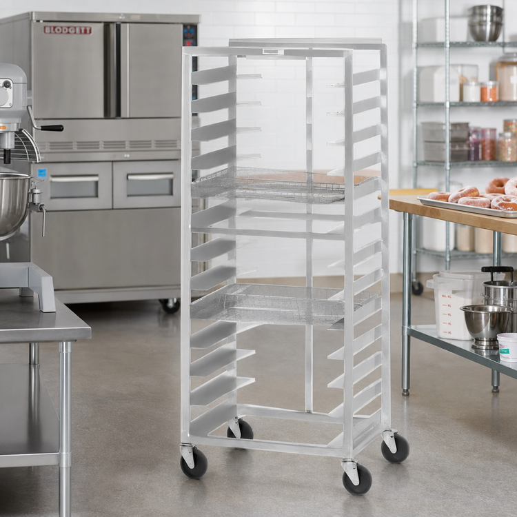 Product image #2 for Channel Manufacturing 486DD Mobile Aluminum Donut Basket Rack, End Load, 13 Levels, 5-Inch Swivel Casters