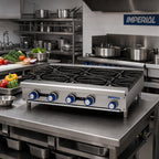 Thumbnail image #2 for Imperial (Middleby) IHPA-4-24 24-Inch Gas Countertop Hot Plate with 4 Open Burners, Stainless Steel, Standing Pilot, Adjustable Legs